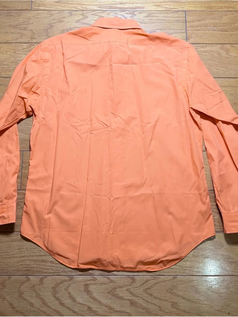 Ralph Lauren Mens Shirt Orange Large Classic Fit Bermuda Poplin Cotton Silk